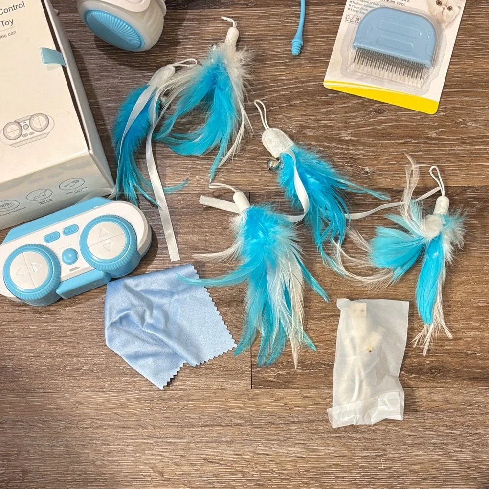 Remote Control Cat Toy with Blue Accents